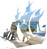 Piratenschiff mit Strand